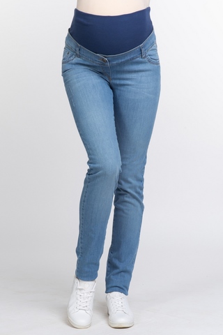 Фото джинсы для беременных MAMA`S FANTASY, высокая вставка, средняя посадка, зауженные от магазина СкороМама, синий, размеры.