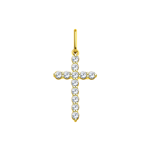 л3151 -Крест из лимонного золота с фианитами