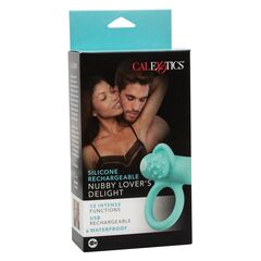 Аквамариновое эрекционное виброкольцо Silicone Rechargeable Nubby Lover’s Delight - 