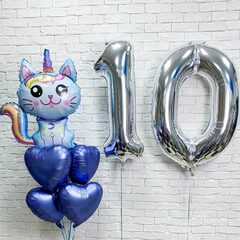 Композиция из воздушных шаров, с кошкой единорогом