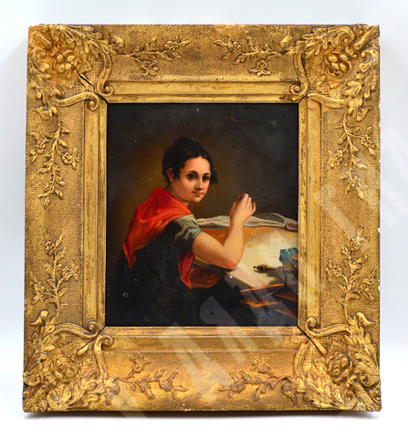 Н/х. Золотошвейка. По картине В. А. Тропинина. Дерево, масло. Сер. XIX в.