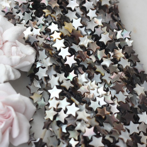 Перламутр натуральный стальной, звезда 10 мм, 1 нить, ПР106