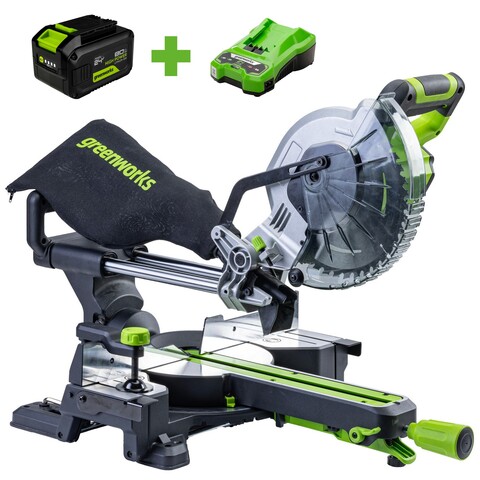 Торцовочная пила Greenworks GD24MS216K8 24V (65х310мм) аккумуляторная, с АКБ 8 А/ч и ЗУ