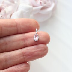 Подвеска Маркиз со светло-розовым фианитом, 14*5 мм, родий, П406
