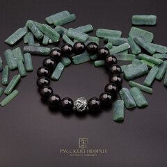 Браслет "Дракон". Чёрный нефрит Д 12мм.