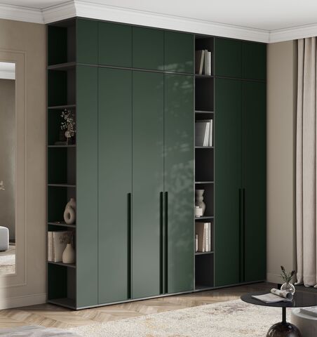 Комплект шкафов Норд №5 Изумрудный (КРОМКА ГРАФИТ), Графит