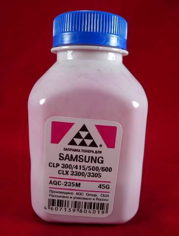 Тонер SAMSUNG CLP 300, 315, 320, 325, 360, 415, 500, 510, 600, 610/ 660, CLX3300, 3305 Magenta (фл. 45г) (AQC-США) фас.Россия