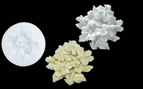 Силиконовый молд Мотылек на букете цветов малый