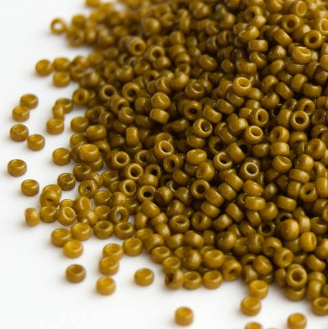 15/0 RR-4491 Бисер круглый Миюки Испанская Олива непрозрачный /Miyuki round 15/0 Duracoat Opq Spanish Olive