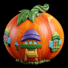 Силиконовый молд № 422 домик Тыква 2 D № 2 ( серия домики для гномов и фей)