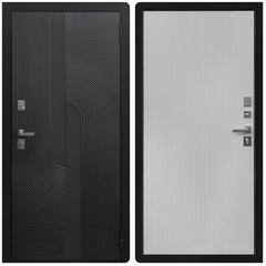 Купить Входная дверь Орбита ПВХ чёрная мягкая шагрень панель ПВХ белая мягкая шагрень