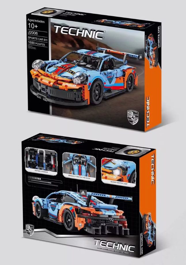 Конструктор Porsche 911 RSR BlueOrange 1680 деталей