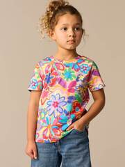 Футболка для девочки Next E44-328, Розовый, Сиреневый, Бежевый
