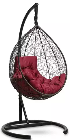 Подвесное кресло-кокон SEVILLA COMFORT коричневое, бордовая подушка (Laura Outdoor)