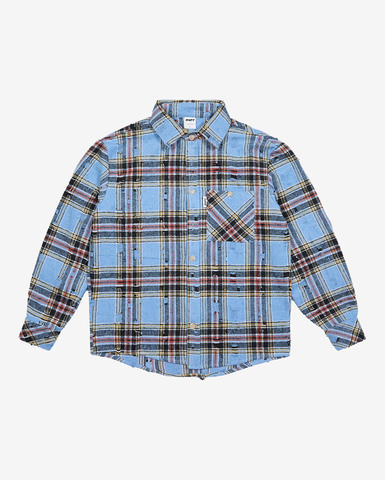Рубашка  RUFF Global ripped plaid синяя