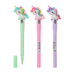 Ручка шариковая, Basir, синие чернила, серия "Единорог", с резиновой фигуркой и фонариком, 36 шт