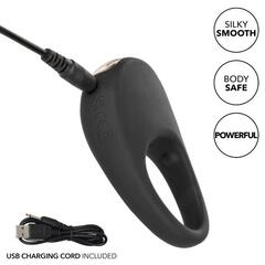 Черное эрекционное виброкольцо Silicone Rechargeable Pleasure Ring - 