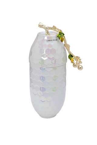 Ваза декоративная керамическая 16х12х33см Garda Decor перламутровая с крышкой