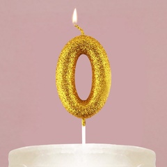 Свеча-цифра в торт блестящая «0»,золото, 4 х 10 см