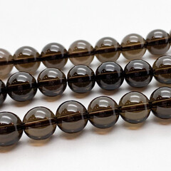 Дымчатый кварц бусины ("Раухтопаз"), диаметр 10,2-10,5 мм, цена за 9 шт (1/4 нити)