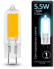 Лампа Gauss LED G4 5,5W АС220-240V 500 lm 4100K стекло  107807205