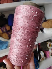 Розовый, арт. 15, хлопок с бисером