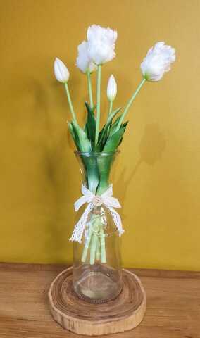 тюльпаны махровые, букет 5шт, цвет белый