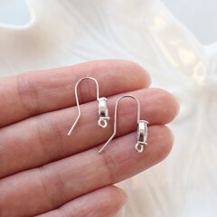 Швензы крючки с фианитом 21 мм, родий, Ш211