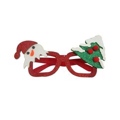 Очки, Снеговик и елочка, Красный, 1 шт.