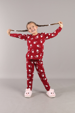 CWKG 50223-24K Пижама для девочки (джемпер, брюки),вишневый
