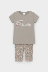 пижама  для девочки  К 1647-1/пыльно-оливковый,полевые цветы