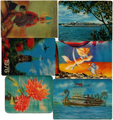 № 66 Набор из 6 переливных (стерео) Календариков . Мультфильмы СССР 1976, 1978. 1979, 1980, 1989, 1990 гг.