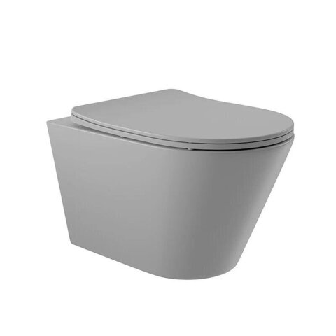 Aqueduto CONT2130 AQD CONE Tornado Унитаз подвесной 525*360 безободковый, Tornado, сиденье с микролифтом, серый матовый