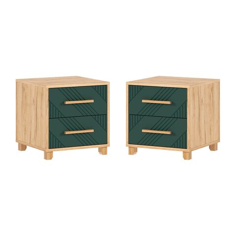 Ирис Тумбы прикроватные (2шт) (Браш Мени Грин, Дуб Крафт)