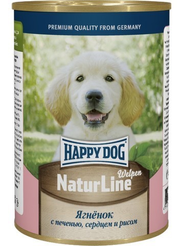 купить Happy Dog NaturLine Ягненок с печенью, сердцем и рисом консервы (влажный паштет) для щенков  400 гр