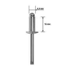 Заклепки вытяжные КОБАЛЬТ алюминиевые, 6,4 х 16 мм (20 шт.) пакет