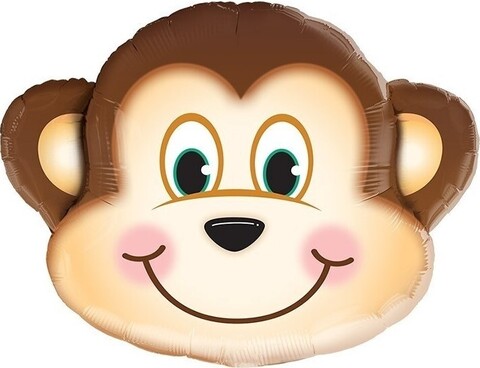 Шар (25''/64 см) Фигура, Голова, Обезьянка Мартышка, 1 шт.