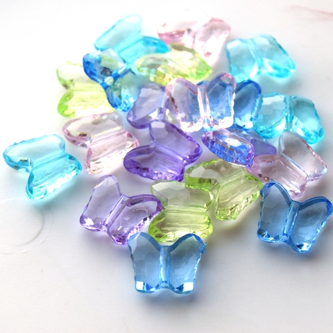 Прозрачные акриловые бусины в форме бабочек, набор.