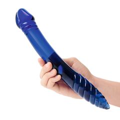 Синий двусторонний стеклянный стимулятор 11’’ Double-sided Glass Dildo For G-Spot P-Spot Stimulation - 28 см. - 