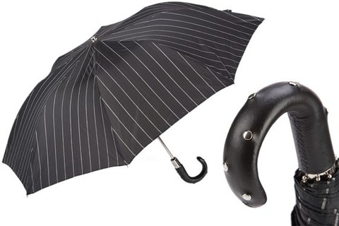 Зонт складной Pasotti Folding Umbrella with Studs Leather Handle, Италия.