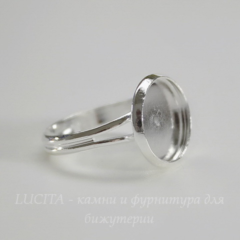 Основа для кольца с сеттингом для кабошона 12 мм (цвет - серебро)