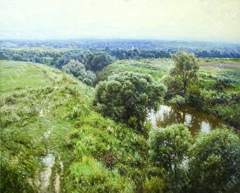 Плотников В. В.Речка Протва. Холст, масло. 2018 г.