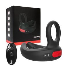 Черное эрекционное виброкольцо Cock Ring с пультом ДУ - 