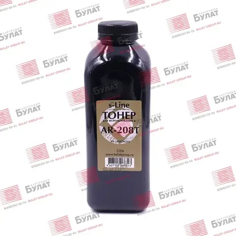 Тонер БУЛАТ s-Line AR-208T, MXB20GT1 для Sharp AR-5420, MX-B200 (Чёрный, банка 220 г)