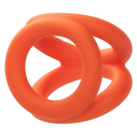 Оранжевое тройное эрекционное кольцо Liquid Silicone Tri-Ring - California Exotic Novelties Alpha SE-1492-36-2