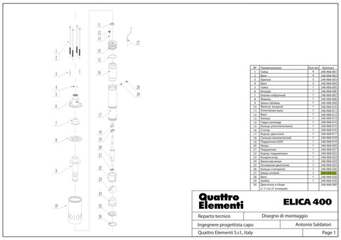 Шнур сетевой QUATTRO ELEMENTI ELICA400 ( без вилки ) (246-968-027)