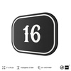 Номерок на дверь квартиры 16, для кабинета, офиса, шильдик 9 х 7 см, черный, Айдентика Технолоджи