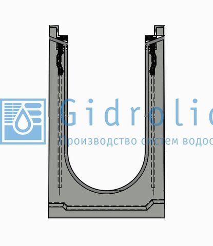 Лоток водоотводный бетонный коробчатый (СО-200мм), с чугунной насадкой КU 100.29,8 (20).49,5(42,5) - BGZ-S, №40-0