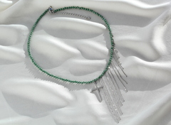 Набор для создания колье из фианитов с цепочками (цвет бусин на выбор)