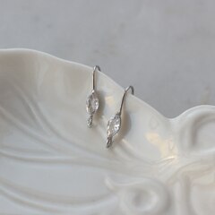 Швензы крючки с фианитом 21 мм, родий, Ш211